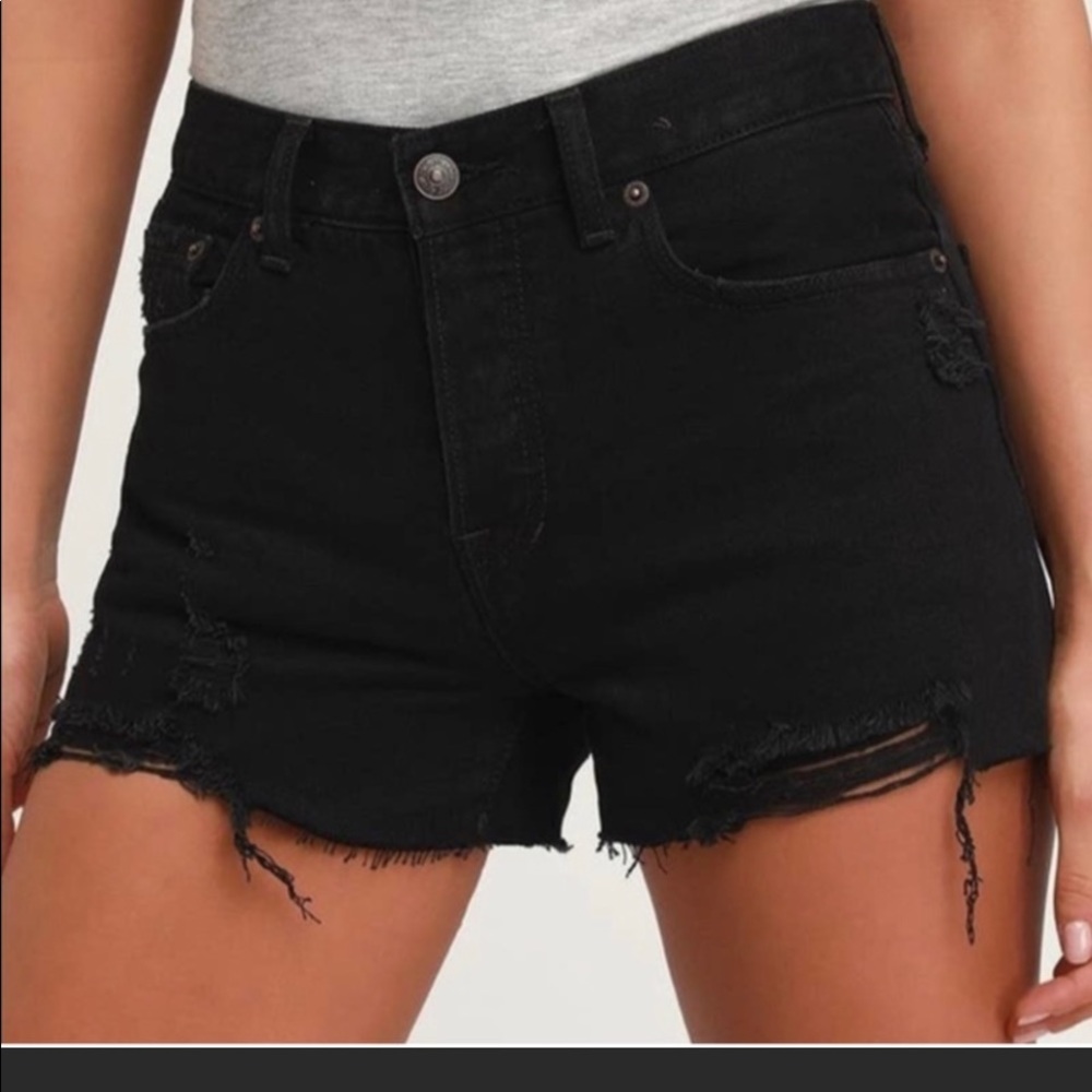 We The Free Black Distressed Jean Shorts Size 27.